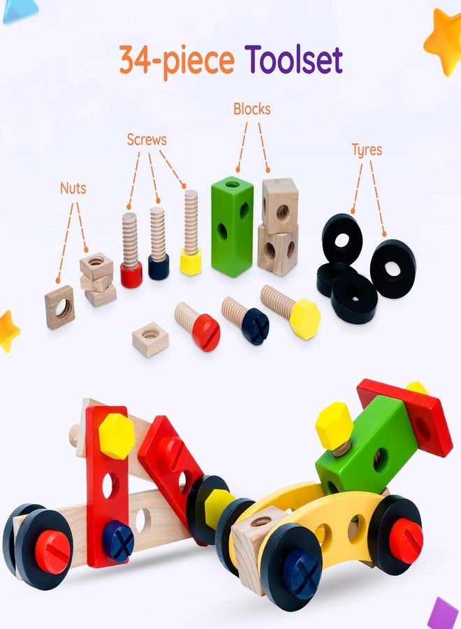 Tinker Box TinkerBox Wooden My First Tool Kit with Storage Box | Toys for Kids 6-10 Year Old Boys and Girls | Premium 34-Piece Pretend Play Set | Realistic Tools for Learning, Education & Skill Develpoment - Image 4
